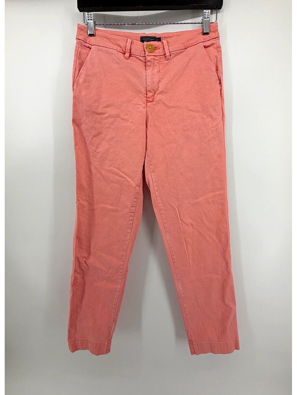 Vineyard Vines Women’s Pink Herringbone Chino Pants Slim Skinny Pockets Sz 2